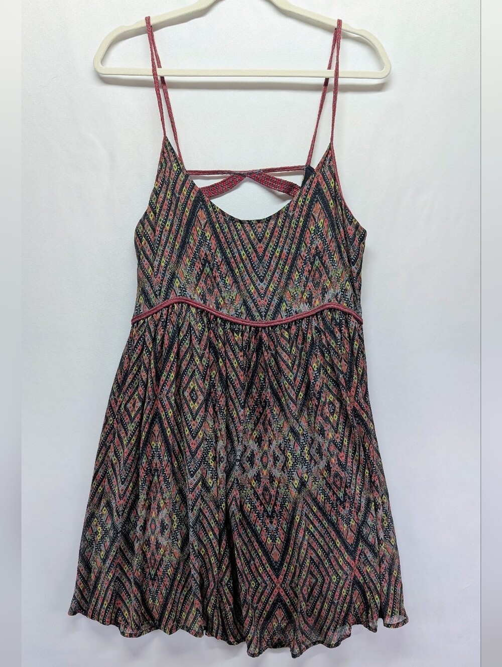 Free People Black Neckline with Multicolor Aztec Print